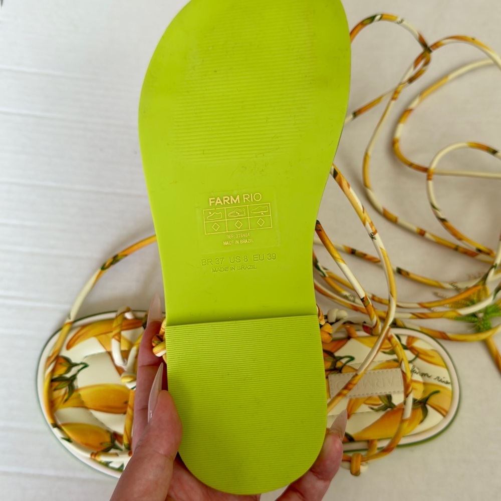 FARM RIO Off White Peppers Lace Up Flat Sandals - Picture 8 of 9